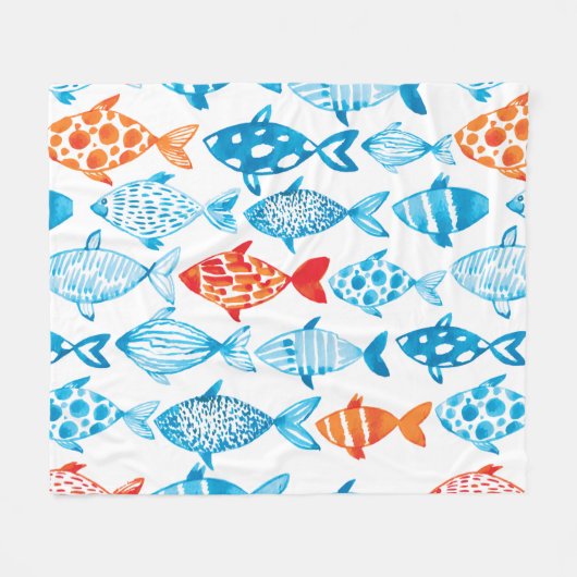 Hübsche Bunte Fische Blau Rot Fleecedecke (Vorderseite (Horizontal))