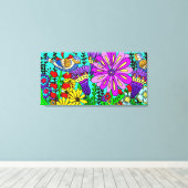 Hübsche Bunte Folklorekunst Vogel und Blume Po Leinwanddruck (Insitu (Holzboden))