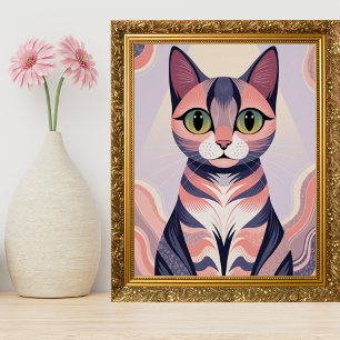 Hübsche bunte Katze, Spaß Chic, Haustier Poster