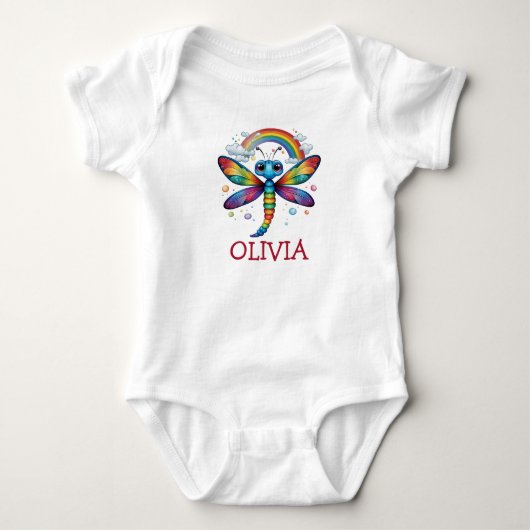Hübsche bunte Libelle mit Regenbogen Baby Strampler (Vorderseite)