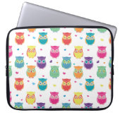 Hübsche bunte Regenbogen-Eulen-Muster-Tween-Kinder Laptopschutzhülle (Vorderseite)