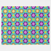 Hübsche bunte Retro-Blumen Große Fleece-Decke Fleecedecke (Vorderseite (Horizontal))