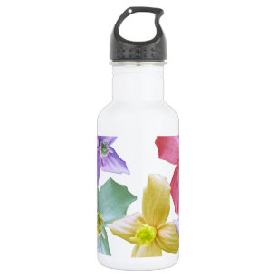 Hübsche bunte rosa, blaue, violette, gelbe Blumen Trinkflasche