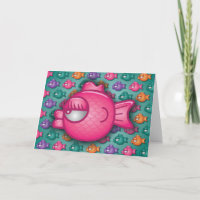 Hübsche bunte rosa Fisch-Gruß-Karte