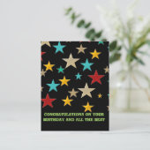 Hübsche, bunte Sterne Postkarte (Stehend Vorderseite)