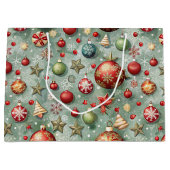 HÜBSCHE BUNTE WEIHNACHTSDEKORATIONEN GROßE GESCHENKTÜTE (Vorderseite)