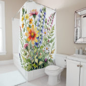 Hübsche bunte Wildblumen Aquarellmalerei Duschvorhang (Beispiel)