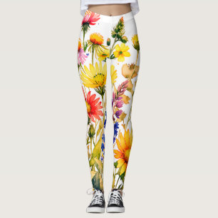 hübsche bunte Wildblumen Aquarellmalerei Leggings