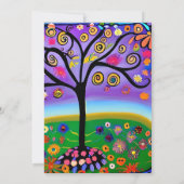 Hübsche bunter Boho Whimsical Tree Wedding Einladung (Rückseite)