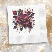 Hübsche Burgund-Rose Blumenhochzeit Serviette