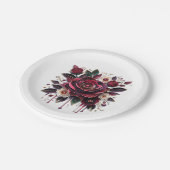 Hübsche Burgund-Rose Pappteller (Schrägansicht)