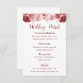 Hübsche Burgunder Wasserfarbenhochzeit Begleitkarte (Vorne/Hinten)