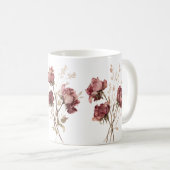 Hübsche burgunderrote Blumen Kaffeetasse (VorderseiteRechts)