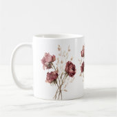 Hübsche burgunderrote Blumen Kaffeetasse (Links)