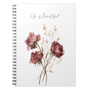 Hübsche Burgunderrote Rosen Floral Notizblock