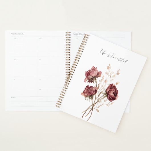 Hübsche Burgunderrote Rosen Floral Planer (Anzeige)