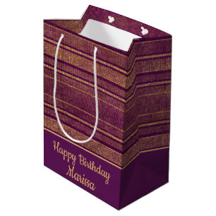 Hübsche Burgundy Burnt Orange Streifen Mittlere Geschenktüte