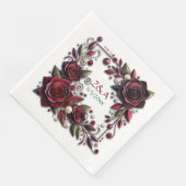 Hübsche Burgundy-Rose Mit Monogramm Serviette (Ecke)