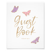 Hübsche Butterflies Gästebuch Babydusche Fotodruck (Vorne)