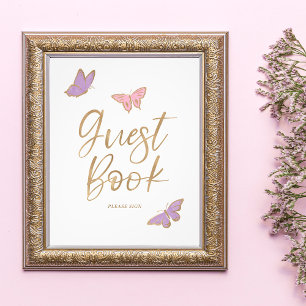 Hübsche Butterflies Gästebuch Babydusche Fotodruck