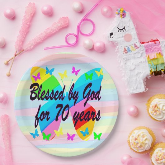 HÜBSCHE BUTTERFLY 70. GEBURTSTAG PAPIERTELLER (Party)