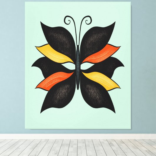 Hübsche Butterfly Abstrakte Kunst Leinwanddruck (Insitu (Holzboden))