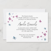 Hübsche Butterfly-Bestattungskarte Einladung (Vorderseite)