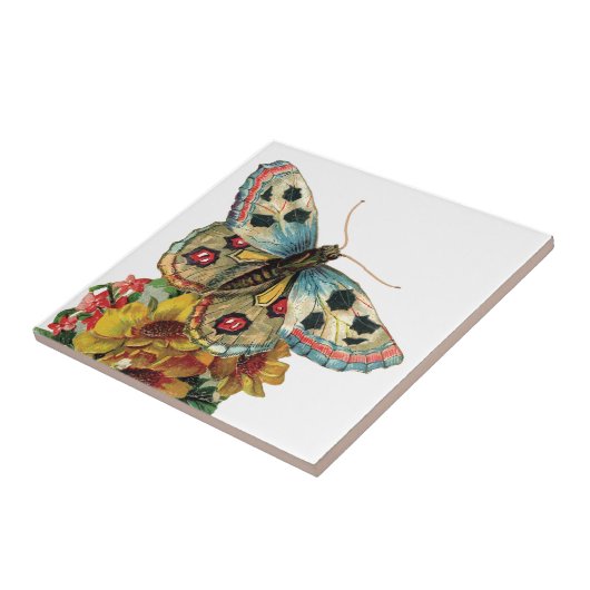 Hübsche Butterfly Floral Keramik Tor Fliese (Seite)