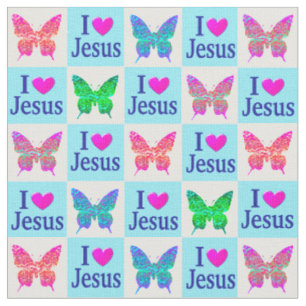 HÜBSCHE BUTTERFLY I LIEBE JESUS FABRIC STOFF