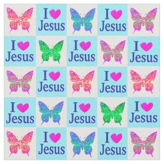 HÜBSCHE BUTTERFLY I LIEBE JESUS FABRIC STOFF (Nahaufnahme)
