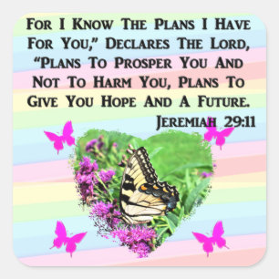 HÜBSCHE BUTTERFLY JEREMIAH 29:11 QUADRATISCHER AUFKLEBER