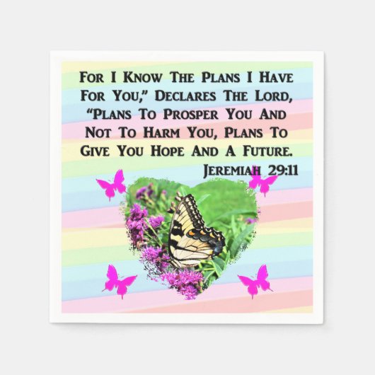 HÜBSCHE BUTTERFLY JEREMIAH 29:11 SERVIETTE (Vorderseite)