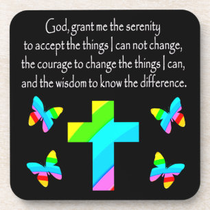 HÜBSCHE BUTTERFLY- UND CROSS-SERENITY PRAYER-DESIG GETRÄNKEUNTERSETZER