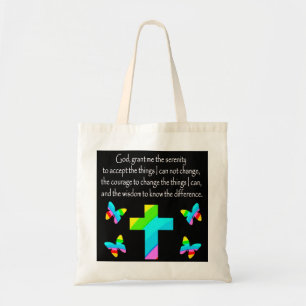 HÜBSCHE BUTTERFLY- UND CROSS-SERENITY PRAYER-DESIG TRAGETASCHE