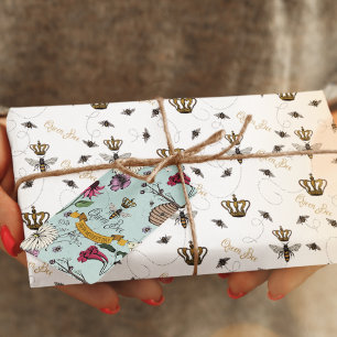 Hübsche Buzzing Royal Queen Bee & Gold Crown Geschenkpapier