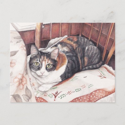 Hübsche Calico Cat Art Postkarte (Vorderseite)