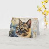 Hübsche Calico Cat Face Art Karte (Gelbe Blume)