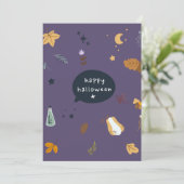 Hübsche Cartoon Katzen mit Besen, Kürbissen und Ge (Stehend Vorderseite)