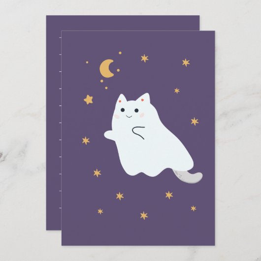 Hübsche Cartoon Katzen mit Besen, Kürbissen und Ge (Vorne/Hinten)