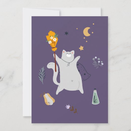 Hübsche Cartoon Katzen mit Besen, Kürbissen und Ge (Vorderseite)