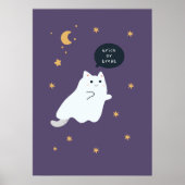 Hübsche Cartoon Katzen mit Besen, Kürbissen und Ge Poster (Vorne)