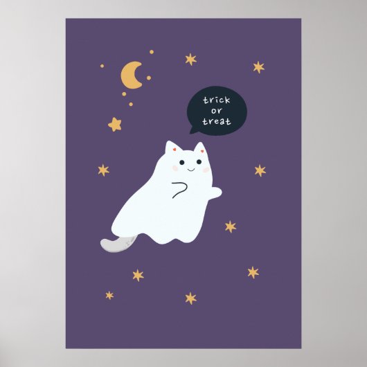 Hübsche Cartoon Katzen mit Besen, Kürbissen und Ge Poster (Vorne)