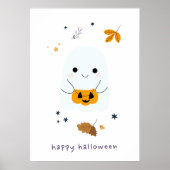 Hübsche Cartoon Katzen mit Besen, Kürbissen und Ge Poster (Vorne)