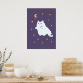 Hübsche Cartoon Katzen mit Besen, Kürbissen und Ge Poster (Küche)