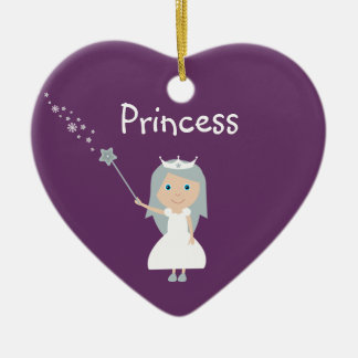 Hübsche Cartoon-Prinzessin Customizable Purple Keramik Ornament