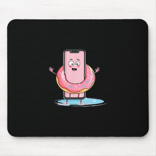 Hübsche Cartoon-Zelle mit Poolring für den Urlaub Mousepad (Vorne)
