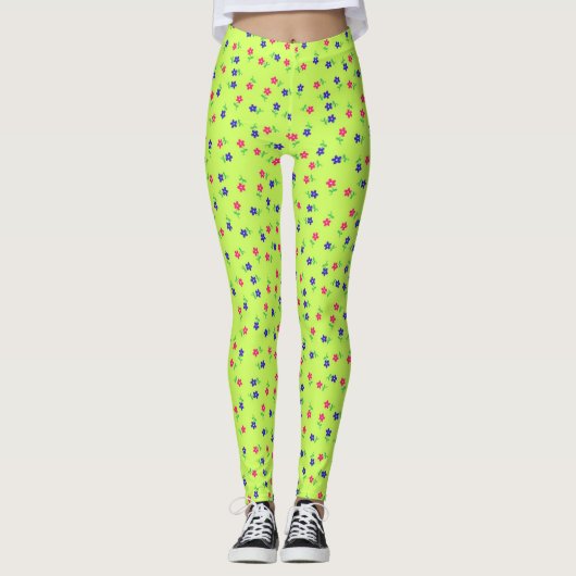 Hübsche Chartreuse-Blume Leggings (Vorderseite)