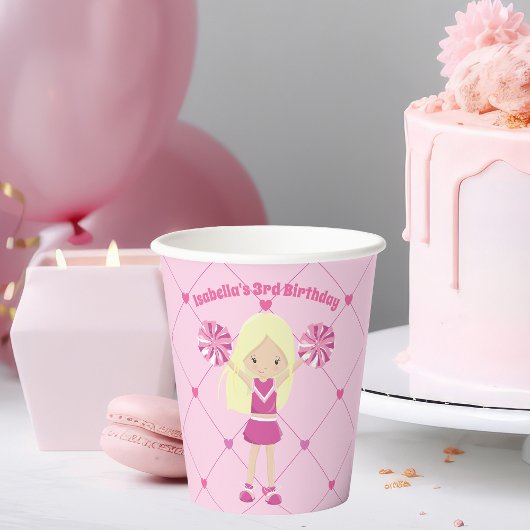 Hübsche Cheerleader Girls Pink Geburtstag Pappbecher