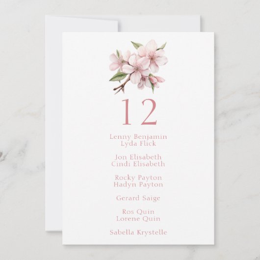 Hübsche Cherry Blossom Blume Hochzeitstisch Einladung (Vorderseite)