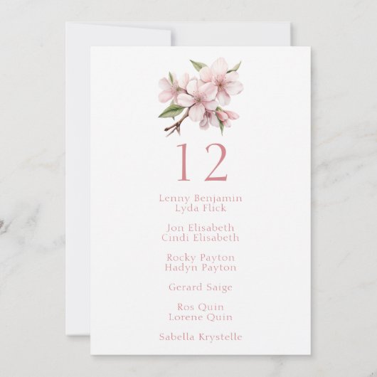 Hübsche Cherry Blossom Blume Hochzeitstisch Einladung (Rückseite)